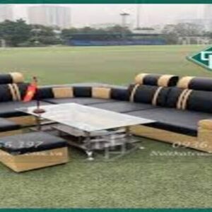 Thanh lý ghế sofa góc giá rẻ màu đen sọc trắng